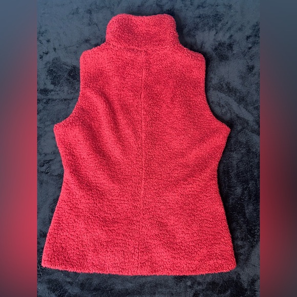 Patagonia Women's Red Maroon Fleece Reversible Fuzzy Vest Size Large Rain 343 - Picture 7 of 10
